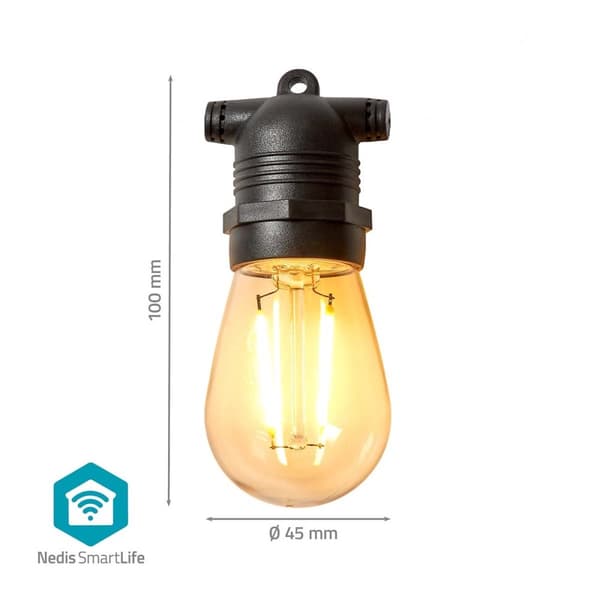 Nedis SmartLife-koristevalot | Partylight | Wi-Fi | Lämmin Valkoinen | 10 LED's | 9.00 m | Android™ | Polttimon halkaisija: 45 mm