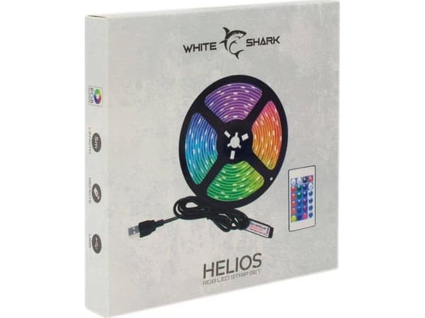 White Shark HELIOS-5, Universell belysningslist, Atmosfär, Inomhus / utomhus, Självhäftande tejp, Svart, IP65 Svart