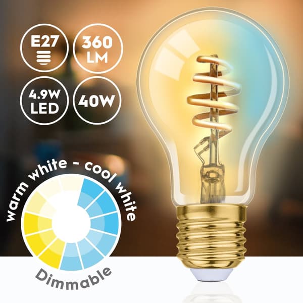 WiFi Smart E27 LED lämmin/kylmä valkoinen 4,9W