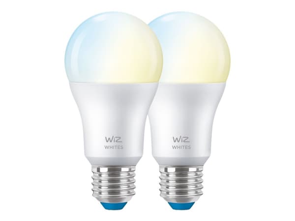 Wiz Whites - LED-glödlampa - form: A60 - E27 - 8 W (motsvarande 60 W) - klass F - tonbar vit - 2700-6500 K (paket om 2)