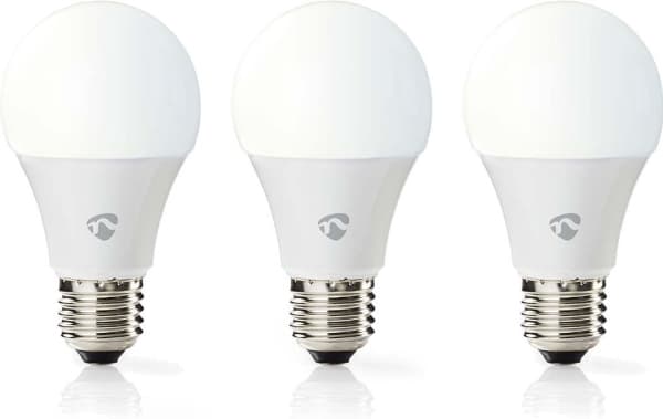 Nedis SmartLife - LED-glödlampa - form: päron - E27 - 9 W (motsvarande 60 W) - klass F - varmt till kallt vitt ljus - 2700-6500 K - vit (paket om 3)