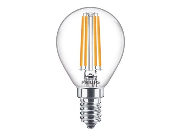 Philips CorePro - LED-glödlampa med filament - form: P45 - klar finish - E14 - 6.5 W (motsvarande 60 W) - klass E - varmt vitt ljus - 2700 K