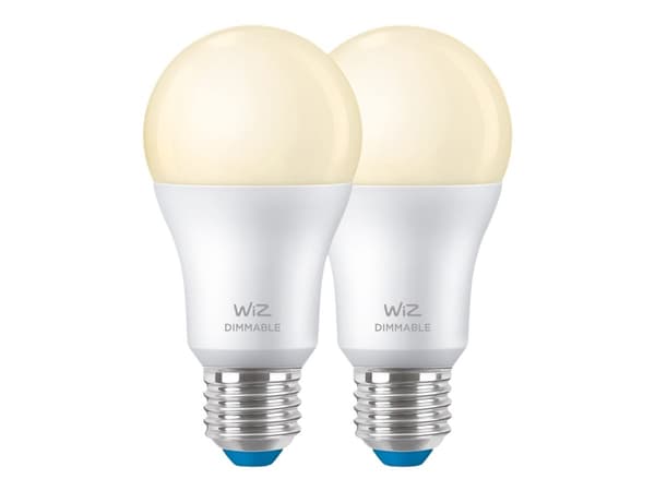 WiZ Lamppu 60 W A60 E27 x2, Älylamppu, Wi-Fi, Valkoinen, LED, E27, Pehmeä valkoinen