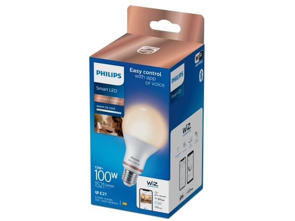 Philips Smart - LED-glödlampa - form: A67 - glaserad finish - E27 - 13 W (motsvarande 100 W) - klass E - tonbar vit - 2700-6500 K
