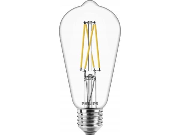 Philips - LED-glödlampa med filament - form: ST64 - klar finish - E27 - 5.9 W (motsvarande 60 W) - klass D - varmt vitt ljus - 2200-2700 K