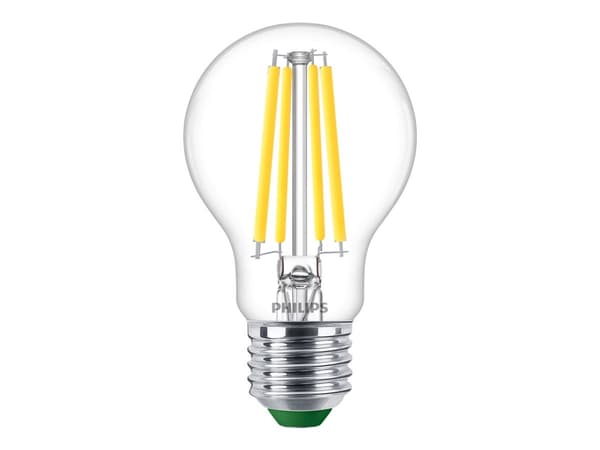 Philips - LED-filamentlyspære - form: A60 - klar finish - E27 - 4 W (ekvivalent 60 W) - klasse A - kjølilg hvitt lys - 4000 K - gjennomsiktig