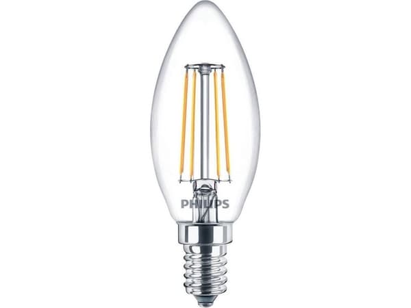 Philips - LED-filamentlyspære - form: B35 - klar finish - E14 - 4.3 W (ekvivalent 40 W) - klasse F - varmt hvitt lys - 2700 K (en pakke 3)