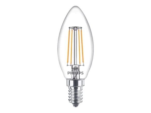 Philips - LED-filamentlyspære - form: B35 - klar finish - E14 - 4.3 W (ekvivalent 40 W) - klasse F - varmt hvitt lys - 2700 K (en pakke 3)