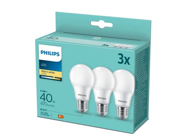 Philips Lamppu, 4,9 W, 40 W, E27, 470 lm, 15000 h, Lämmin valkoinen