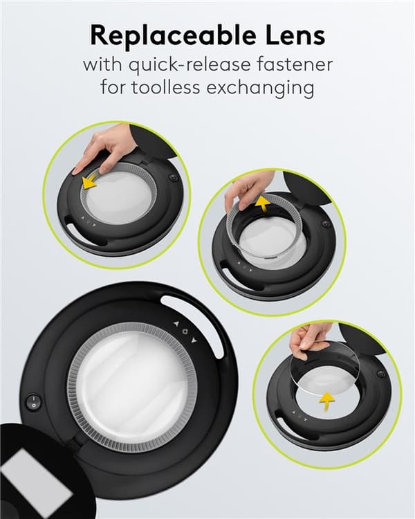 LED forstørrelseslampe med klemme, 9 W, sort