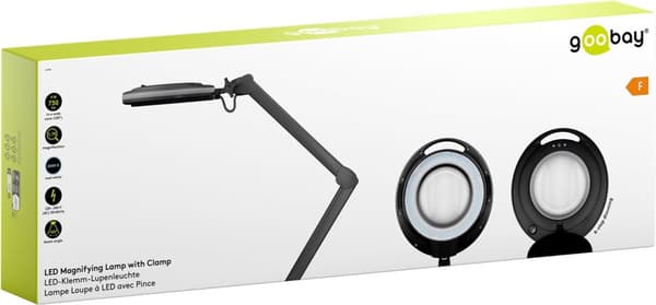 LED forstørrelseslampe med klemme, 9 W, sort