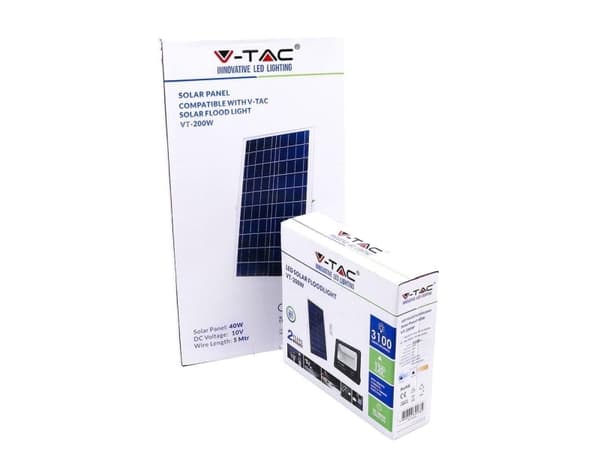 V-TAC Flomlys V-TAC LED Halogen Flomlys Solar 40W IP65 VT-200W Nøytral 3100lm