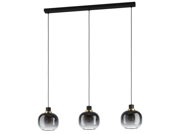 EGLO Oilella, Fleksibel montering, Sort, Grå, Gjennomsiktig, Sort, Grå, Gjennomsiktig, Stål, Glass, Rund