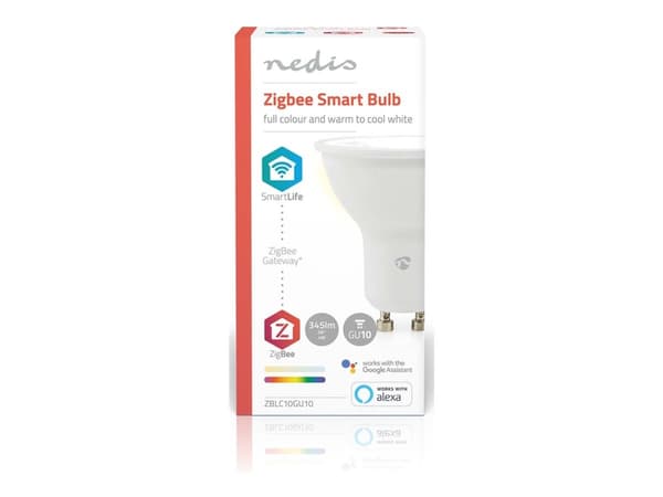 Nedis SmartLife - LED-pære for søkelys - GU10 - 4.7 W (ekvivalent 45 W) - klasse F - RGB/varmt til kjølig hvitt lys - 2200-6500 K - hvit