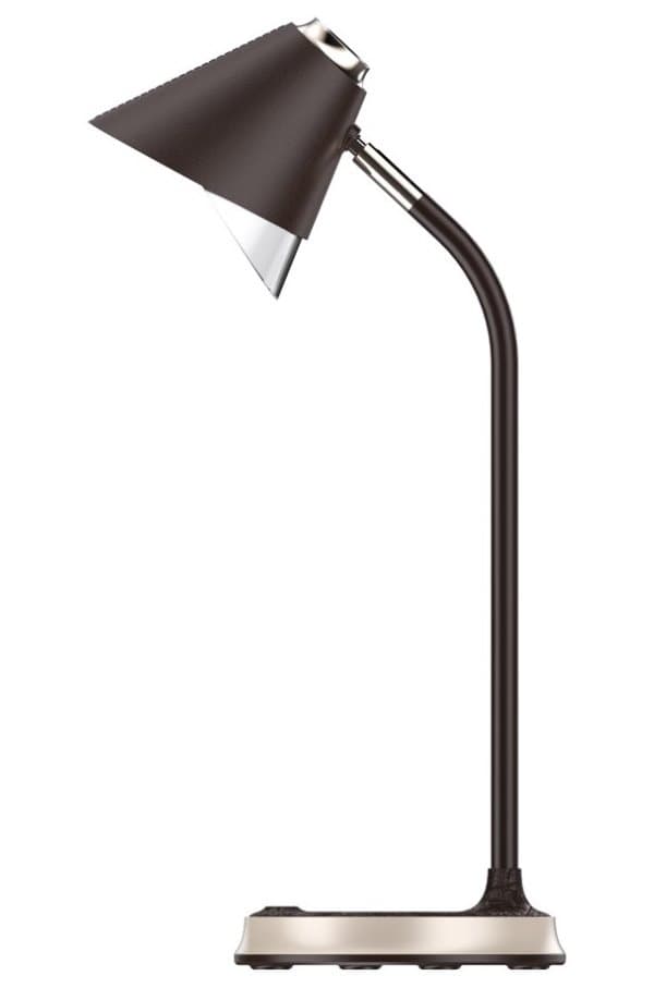 IMMAX LED stolní lampička FINCH/ Qi nabíjení/ 9W/ 12V/2A/ stmívatelná/ hnědá + zlaté prvky
