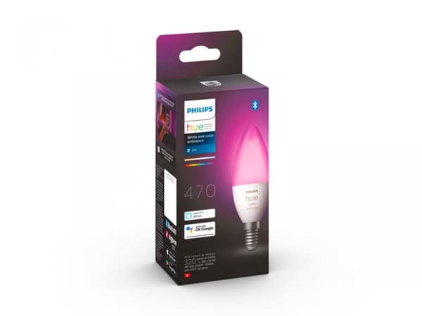 BEC smart LED Philips, soclu E14, putere 5.3W, forma lumanare, lumina multicolora, alimentare 220 - 240 V, "000008719514356610" (timbru verde 0.45 lei