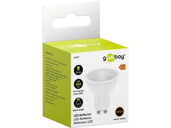 Goobay 65377, 8 W, GU10, 650 lm, 20000 h, Lämmin valkoinen