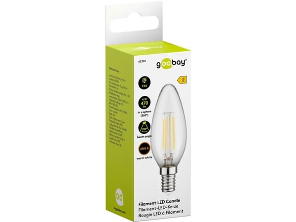 Goobay 65390, 4 W, E14, 470 lm, 20000 timer, Varm hvit