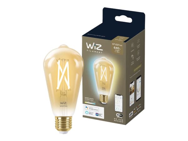 WiZ Filament-lamppu kirkas 60W ST64 E27, Älylamppu, Wi-Fi, Läpinäkyvä, E27, Multi, 2700 K