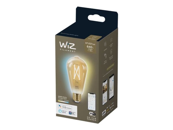 WiZ Filament-lamppu kirkas 60W ST64 E27, Älylamppu, Wi-Fi, Läpinäkyvä, E27, Multi, 2700 K