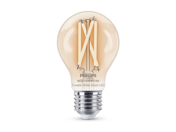 Philips Smart - LED-filamentlyspære - form: A60 - klar finish - E27 - 7 W (ekvivalent 60 W) - klasse E - avstembar hvit - 2700-6500 K