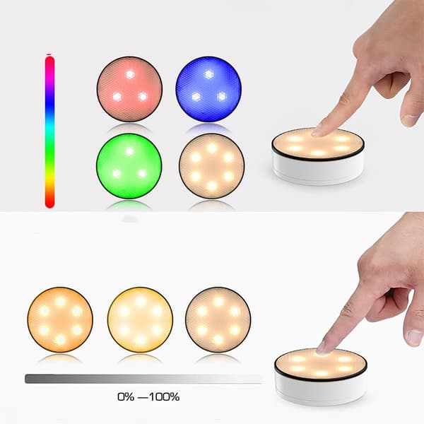 INF 13 väriä vaihdettavat LED Puck -valot kaukosäätimellä Valkoinen  2 Lamps, 1 Remote Control