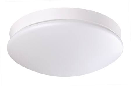 Vegg/Tak LED armatur med opal avskjerming. KL II. IP44. Stål hus og polykarbonat skjerm. Sensor med master slave funksjon. Ø290mm.