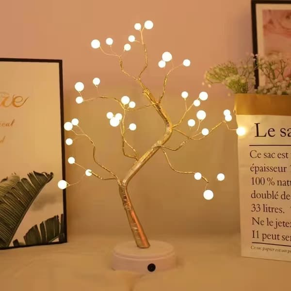 Bordplate Tree Light Led Desk Artificial Tree Lamp for hjemmekontordekorasjon Hvit