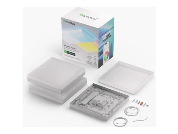Nanoleaf Skylight Starter Kit - Taklyspanel - LED - 300 x 300 mm - total: 50 W - RGB/varmt til kjølig hvitt lys - 2700-6500 K - kvadrat (en pakke 3)