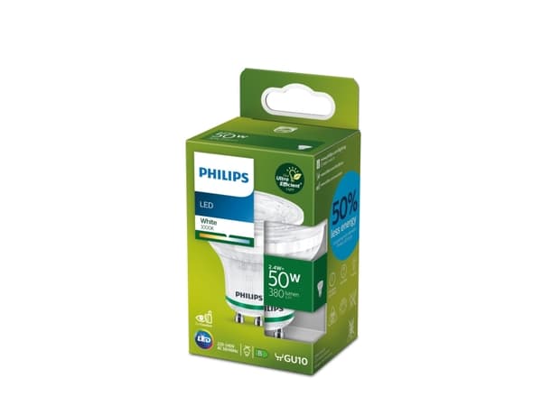 Philips Spot, 2,4 W, 50 W, GU10, 380 LM, Vit