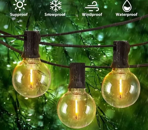 G40 Solar String Lights Patio Light Solar og USB Powered Vandtæt Globe Pendel Lights med brudsikker