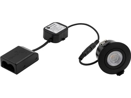 NORDTRONIC Low Profile Flexible G2 Ø55 3000K driver, rund, mat sort, inden- og udendørs brug