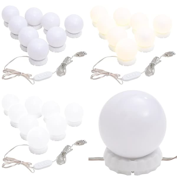 Lampesæt til spejl 8 LED-lamper varm hvid og kold hvid - Spejllys - Spejllampe - Home & Living