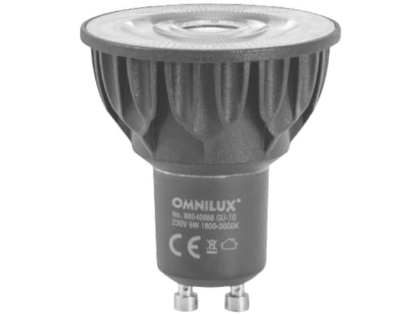 Omnilux 88540655 LED (RGB)-lampa EEK F (A - G) GU10 Reflektor 5 W Varmvit, Supervarmvit dimbar 1 st
