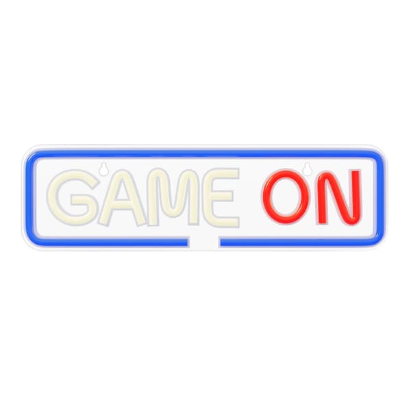 LED Neon Lysskilt "Game On" med Dimmer og USB-strømforsyning