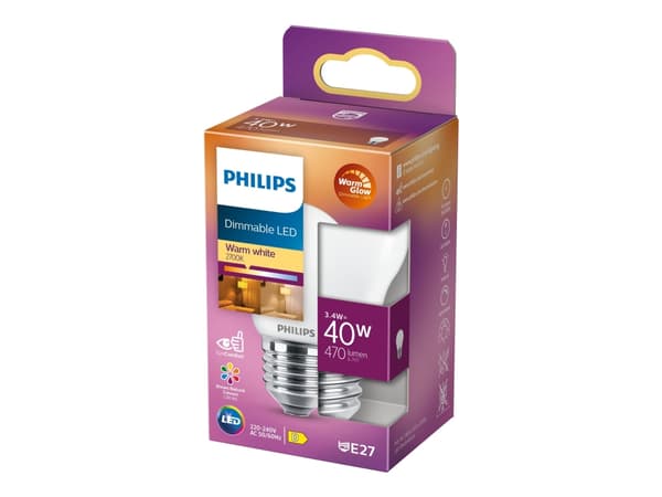 Philips Kynttilälamppu ja Lustre (himmennettävä), 3,4 W, 40 W, E27, 470 lm, 15000 h, Lämmin hehku