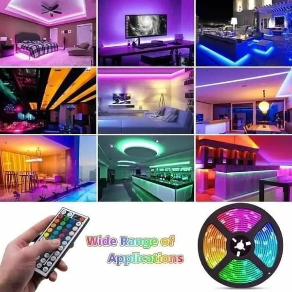 5M 3528 RGB 300 LED-remsa - Lampor + 12V 2A strömförsörjning + 44-knapps IR-fjärrkontroll IP65 Vattentät