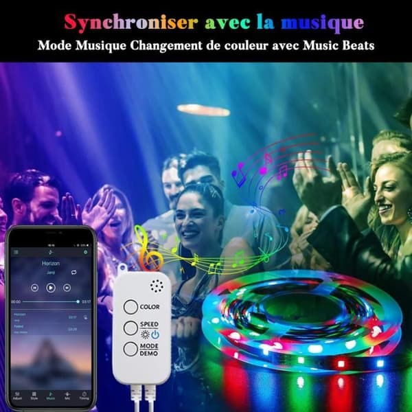 5050RGB färgglada 4 rullar 20 meter ljusremsa smart bluetooth APP musik timing set LED strip light