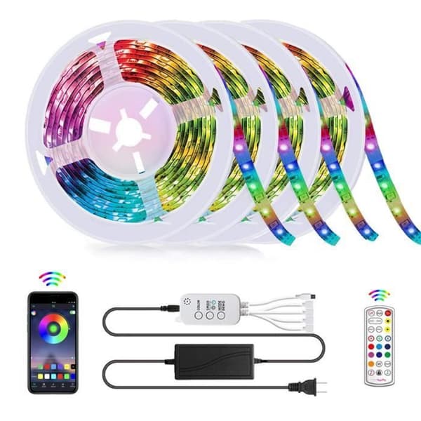 5050RGB färgglada 4 rullar 20 meter ljusremsa smart bluetooth APP musik timing set LED strip light