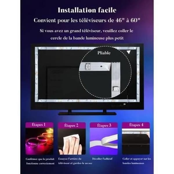 2m TV LED Strip, Bluetooth APP Music Sync 5V USB Powered TV Bakgrund LED Strip, för HDTV Monitor PC Screen