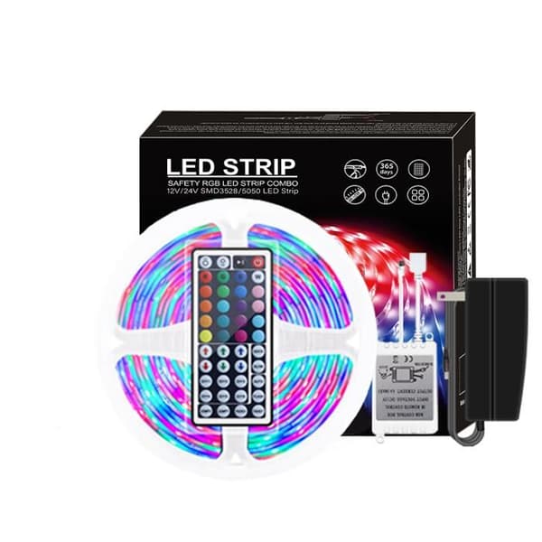 3528 RGB 300 LED Strip Lights + 12V 2A strömförsörjning + 44-knapps IR-fjärrkontroll LD614 - 5 m