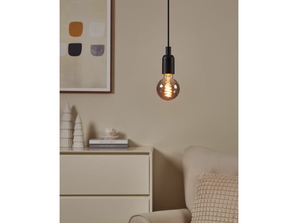 EGLO CONNECT-Z E27 LED G80 røgfarvet globe dekorationspære med spiral og varmt hvidt lys