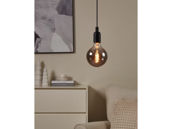 EGLO CONNECT-Z E27 LED G125 røgfarvet globe dekorationspære med spiral og varmt hvidt lys
