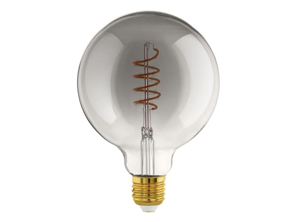 EGLO CONNECT-Z E27 LED G125 røgfarvet globe dekorationspære med spiral og varmt hvidt lys