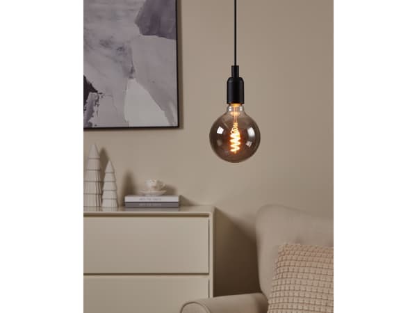 EGLO CONNECT-Z E27 LED G125 røgfarvet globe dekorationspære med spiral og varmt hvidt lys