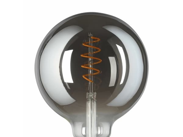 EGLO CONNECT-Z E27 LED G125 røgfarvet globe dekorationspære med spiral og varmt hvidt lys