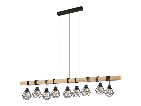 EGLO TOWNSHEND 5 LANGBORD 9L SORT/TRÆ FSC