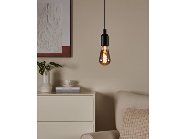 EGLO CONNECT-Z E27 LED ST64 røgfarvet dråbe dekorationspære med spiral og varmt hvidt lys