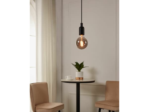 EGLO CONNECT-Z E27 LED G95 røgfarvet globe dekorationspære med spiral og varmt hvidt lys