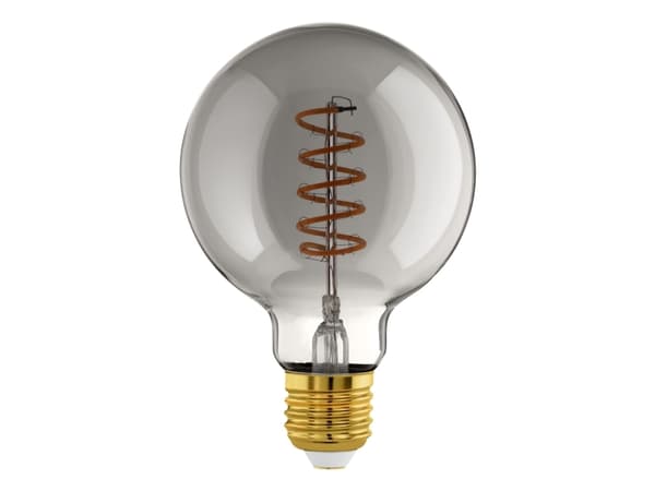EGLO CONNECT-Z E27 LED G95 røgfarvet globe dekorationspære med spiral og varmt hvidt lys